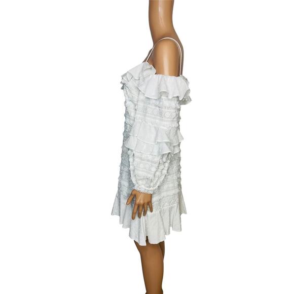 ALEXIS Calypso short dress size Small White/ cream cold-shoulder embroidered - Picture 3 of 9